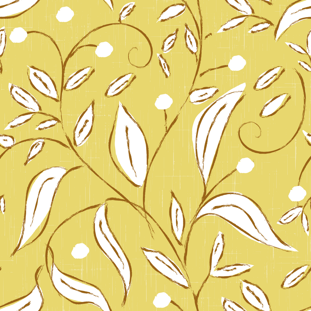 Butter Yellow Botanical Vine Scandinavian Wallpaper⁠