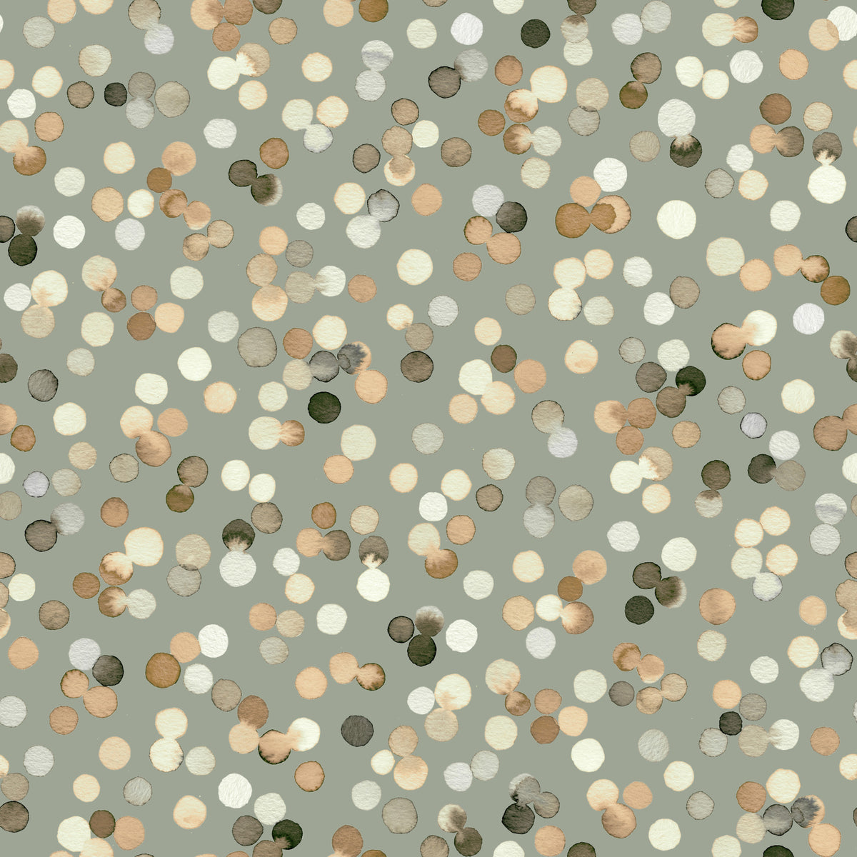Sage and Sand Watercolor Polka Dots Wallpaper⁠
