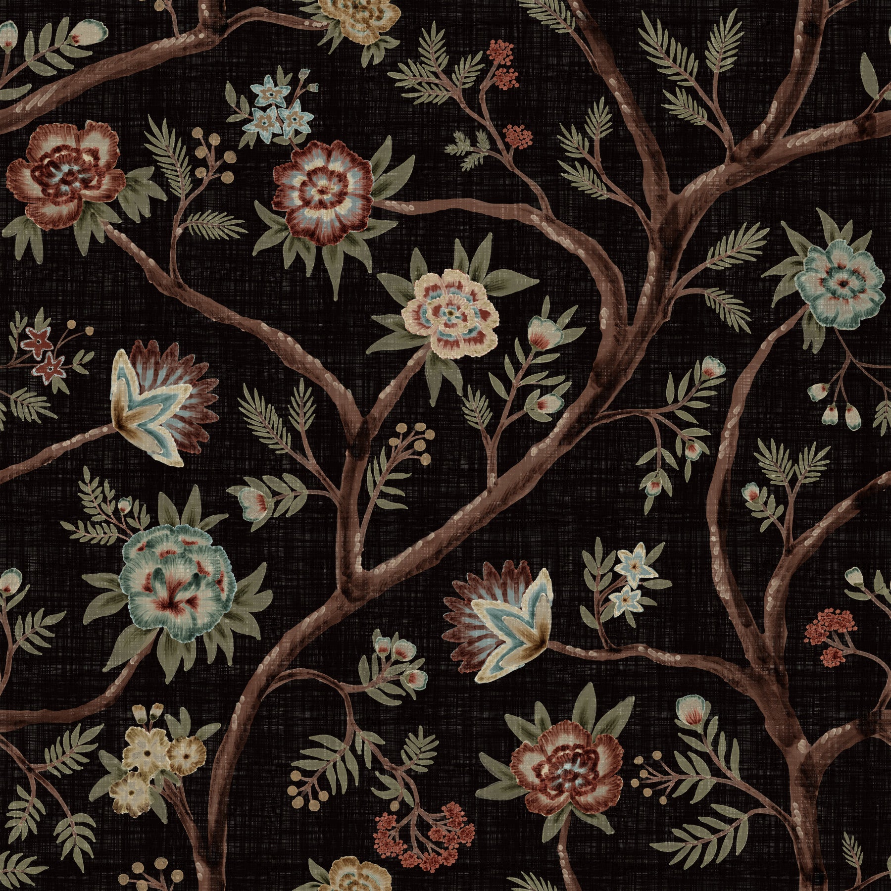 Never Ending Tree Chintz Revival Dark Wall Mural