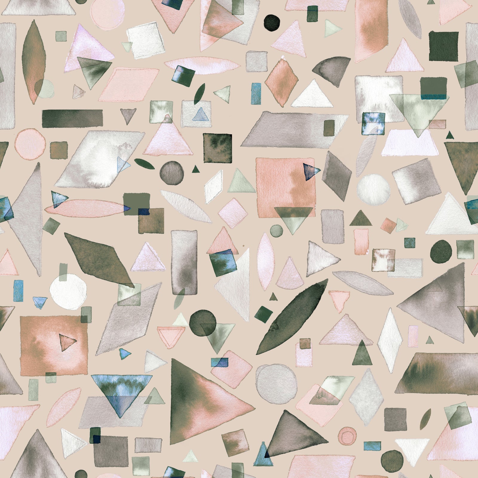 Neutral Beige Gray Watercolor Geometric Wallpaper⁠