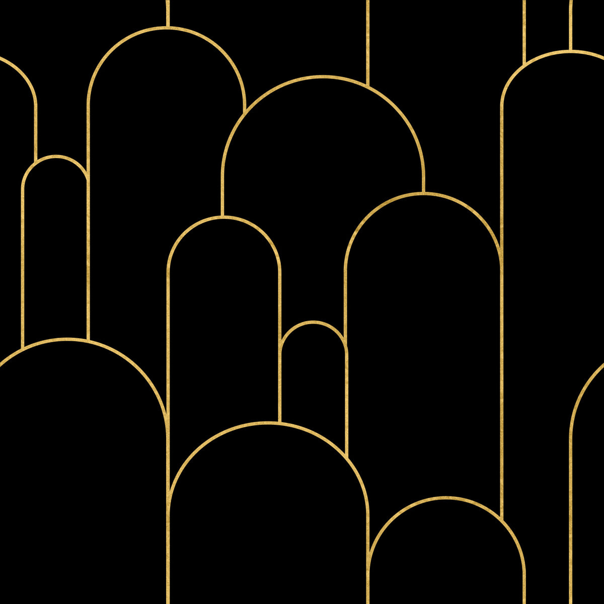 Art Deco Black Gold Arches Wallpaper⁠ in your room — zoomed