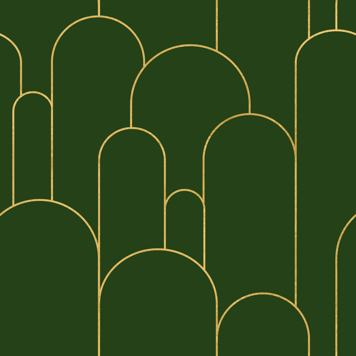 Emerald and Gold Art Deco Arches Wallpaper⁠ in your room — zoomed