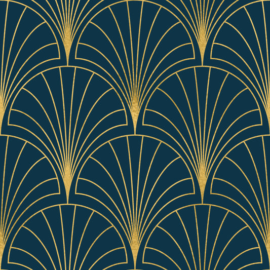 Regal Gatsby Deep Turquoise and Gold Wallpaper⁠
