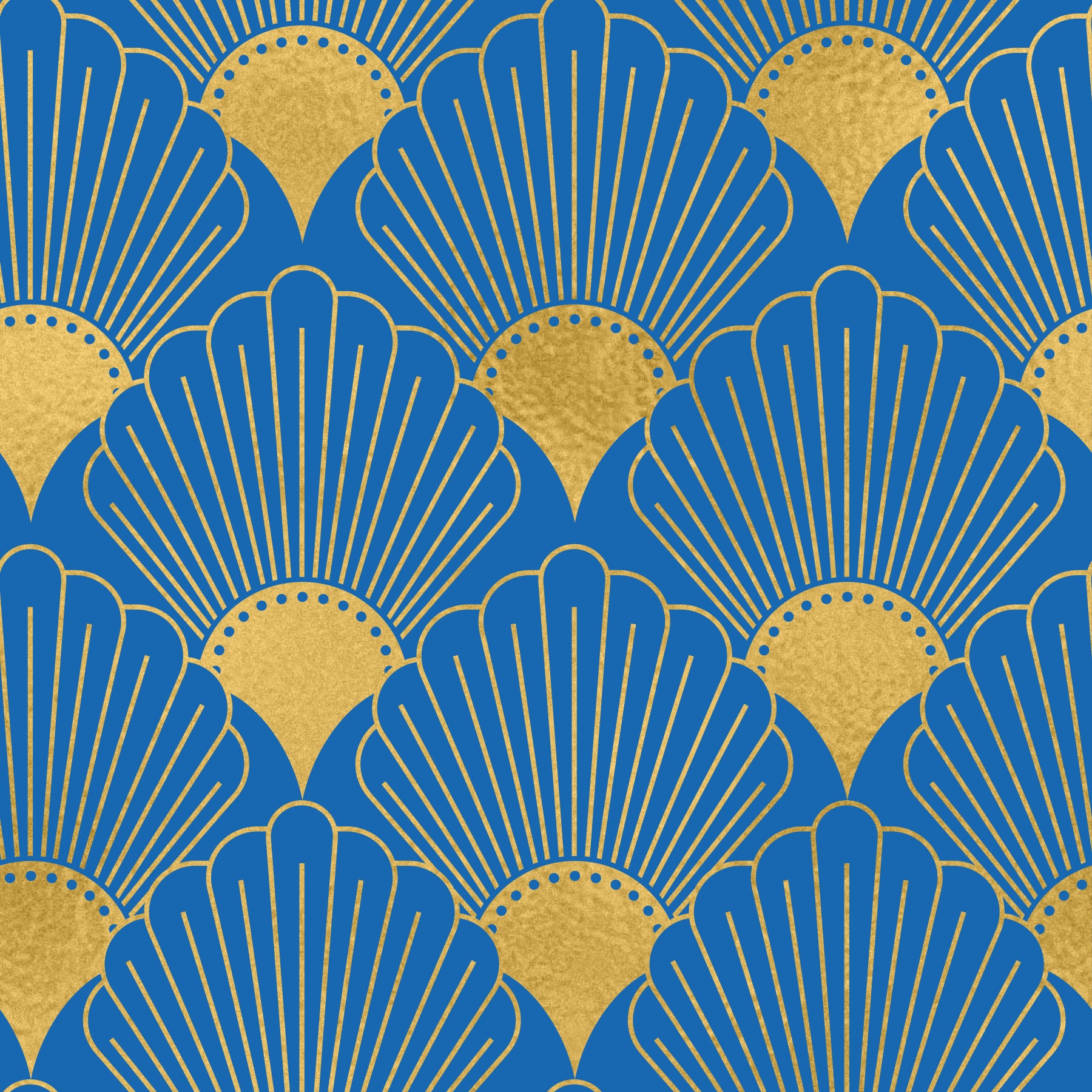 Art Deco Golden Fans Royal Blue Wallpaper Wallpaper⁠