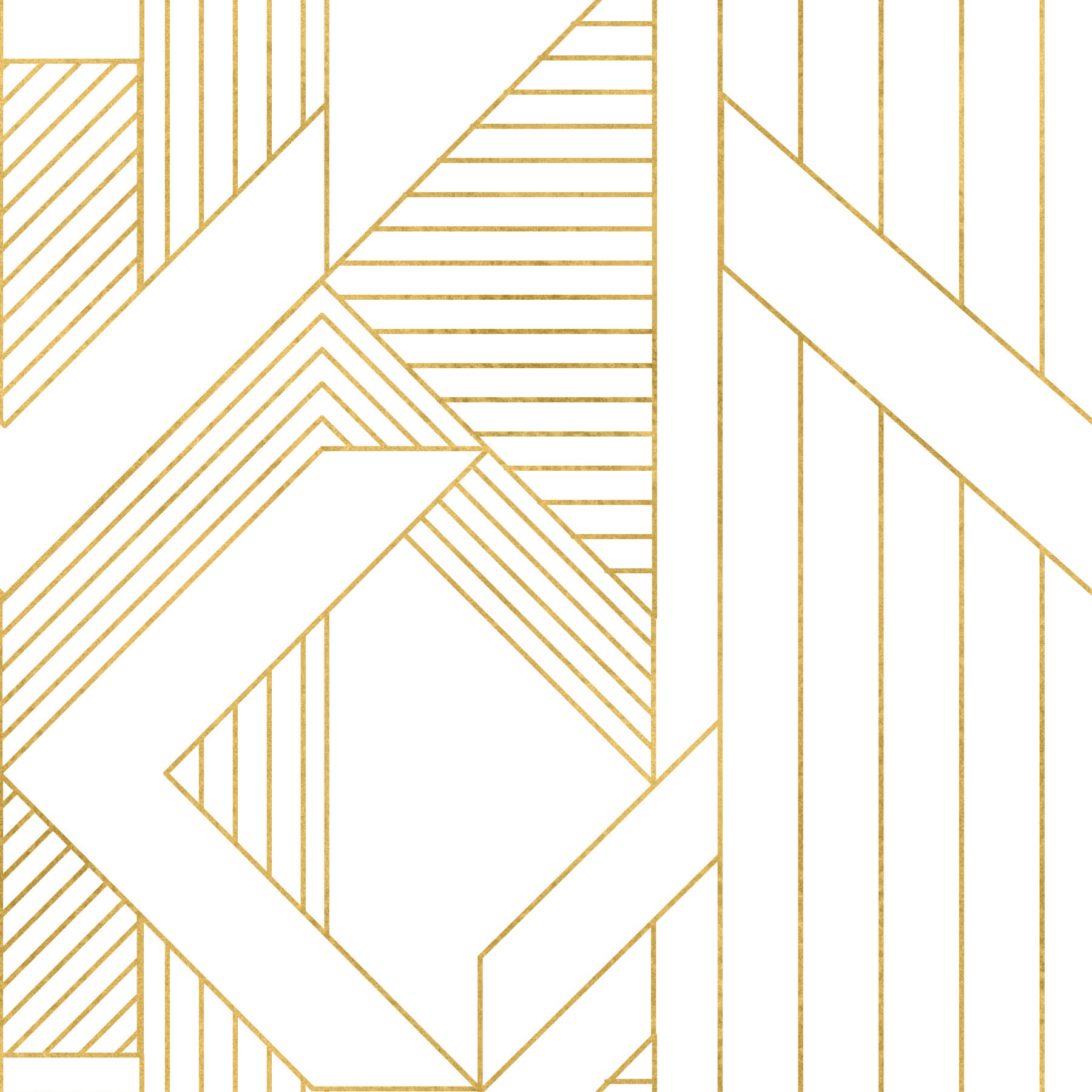 Deco Lines Gold and White Geometric Wall Art Wallpaper⁠ in your room — zoomed