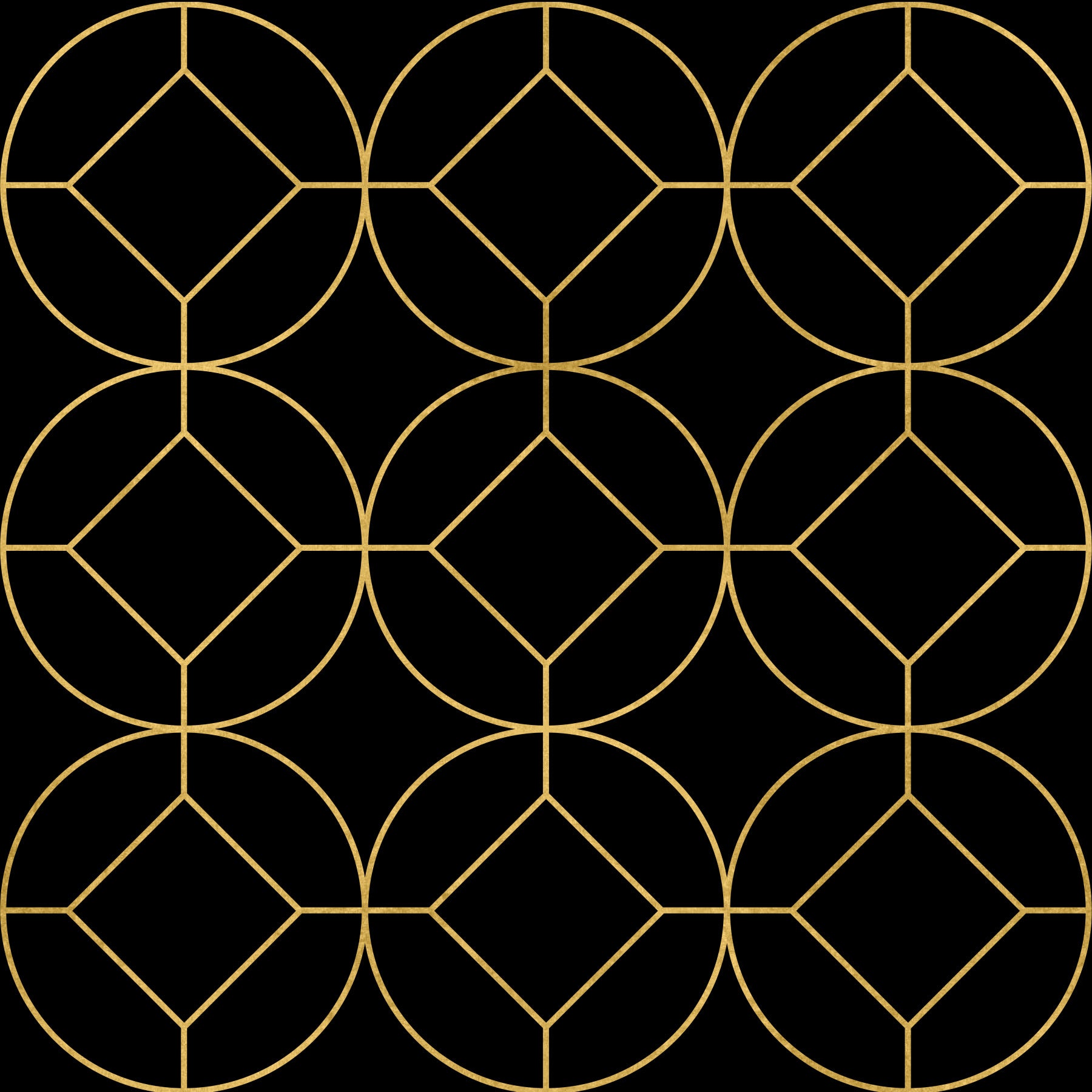 Golden Gatsby Art Deco Geometric Wallpaper in your room — zoomed