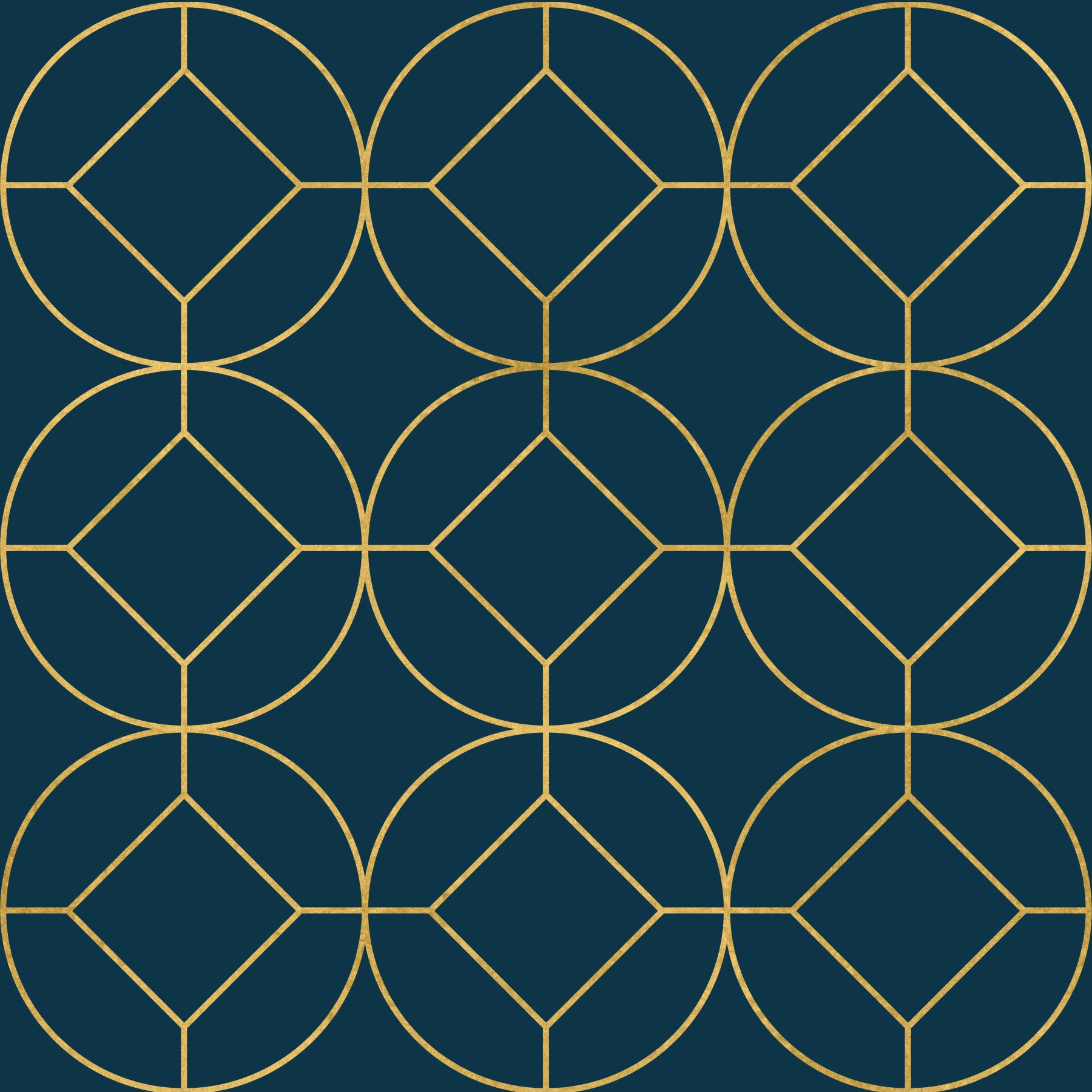 Art Deco Navy and Gold Geometric Wallpaper