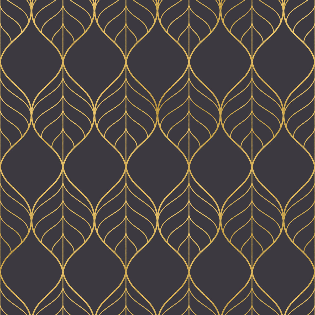Elegant Golden Leaf Art Deco Wallpaper