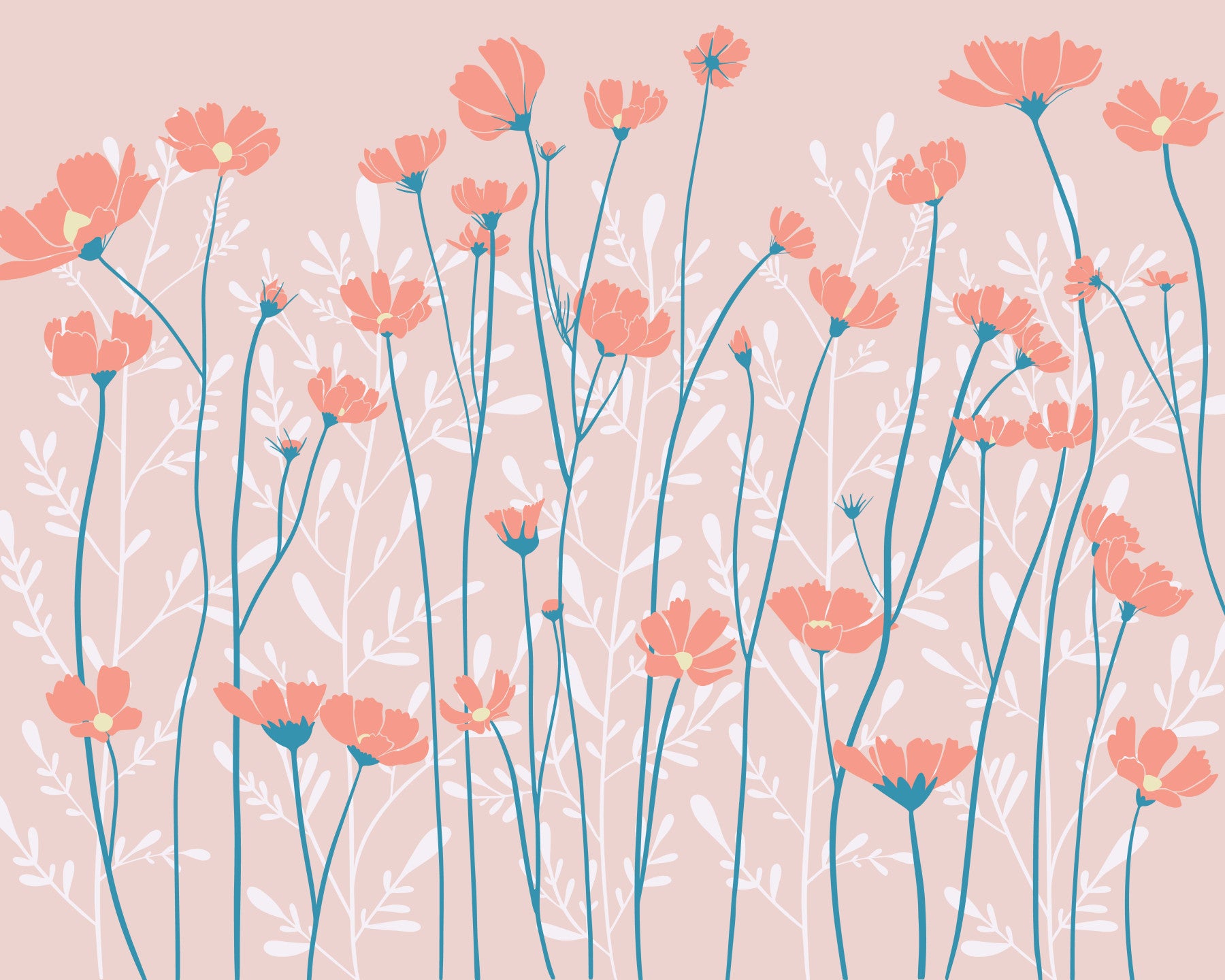 Whispering Wildflowers Botanical Wall Mural in your room — zoomed