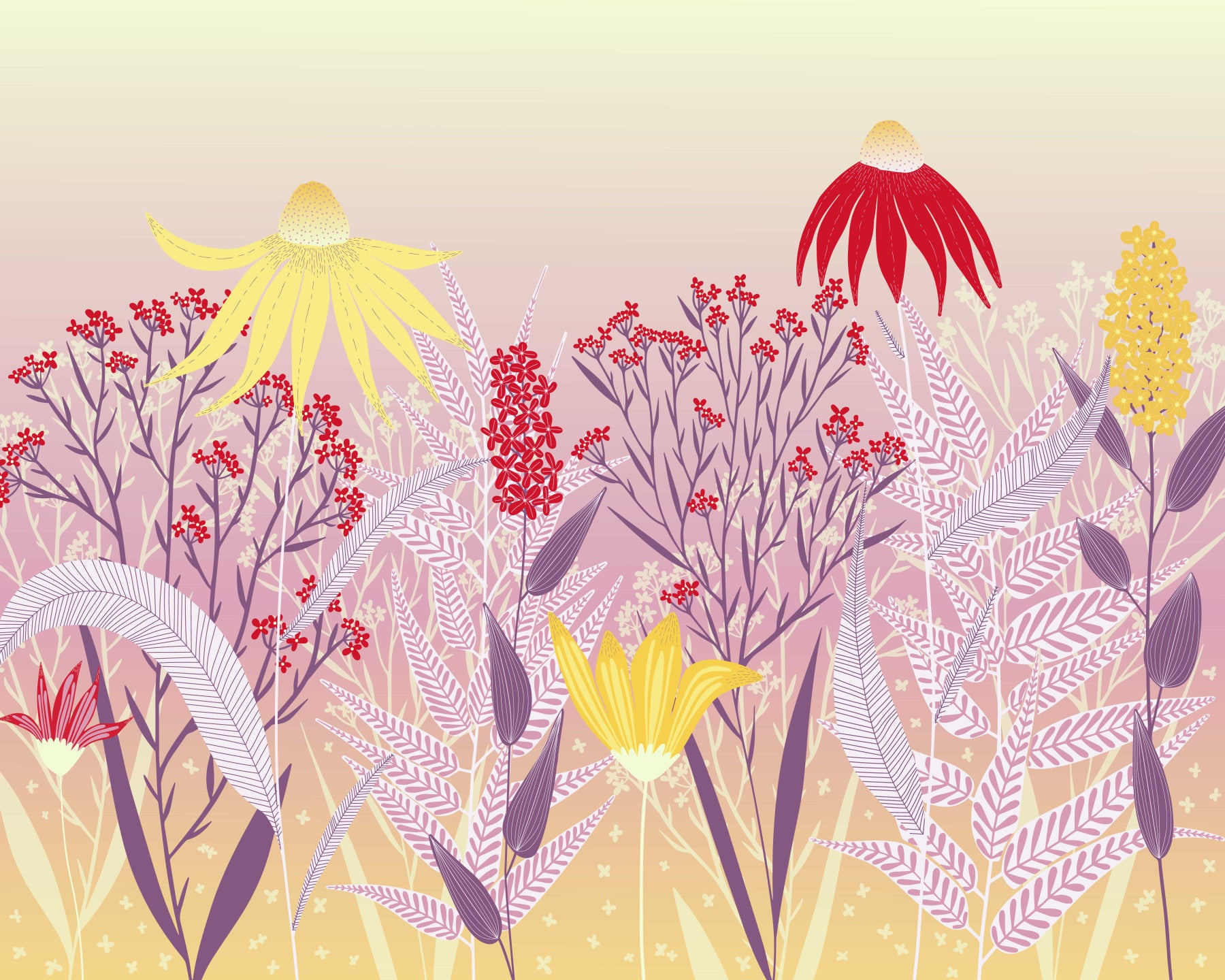 Dreamy Pastel Wildflower Meadow Wall Mural