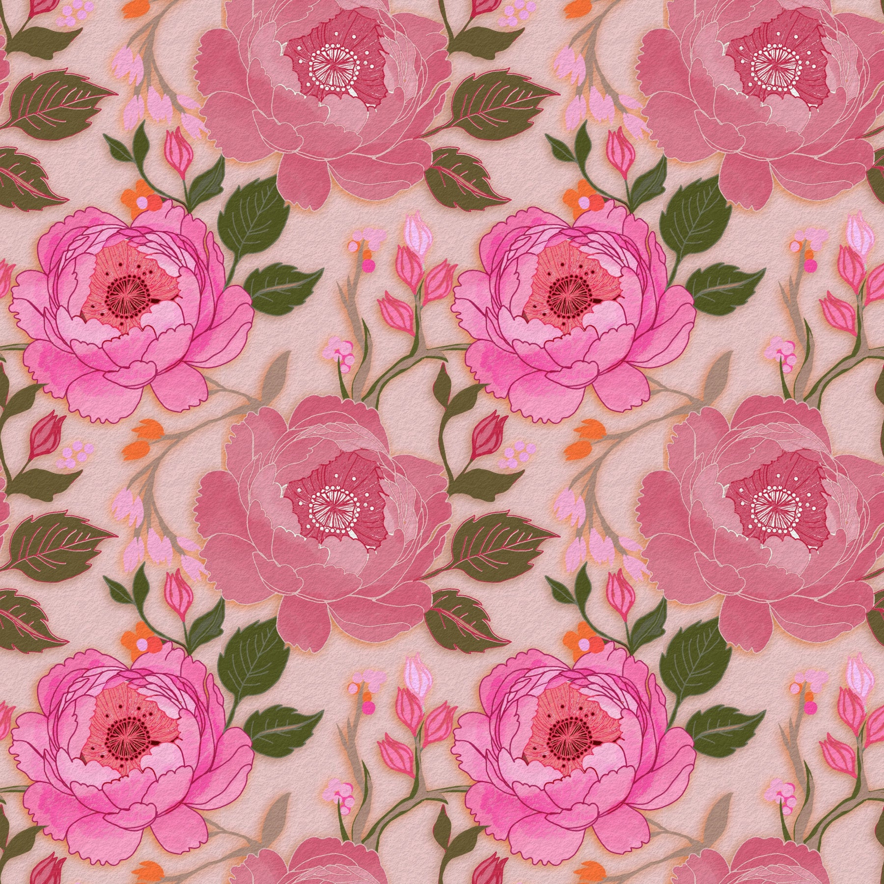 Romantic Blush Peony Botanical Wallpaper