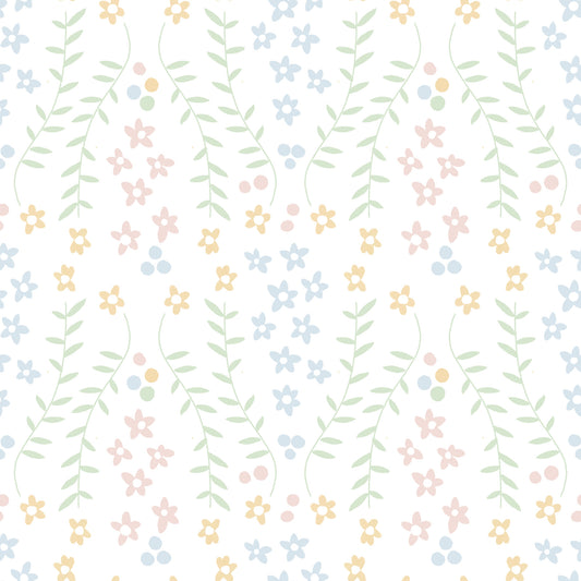 Sweet Scandinavian Floral Vines Wallpaper⁠