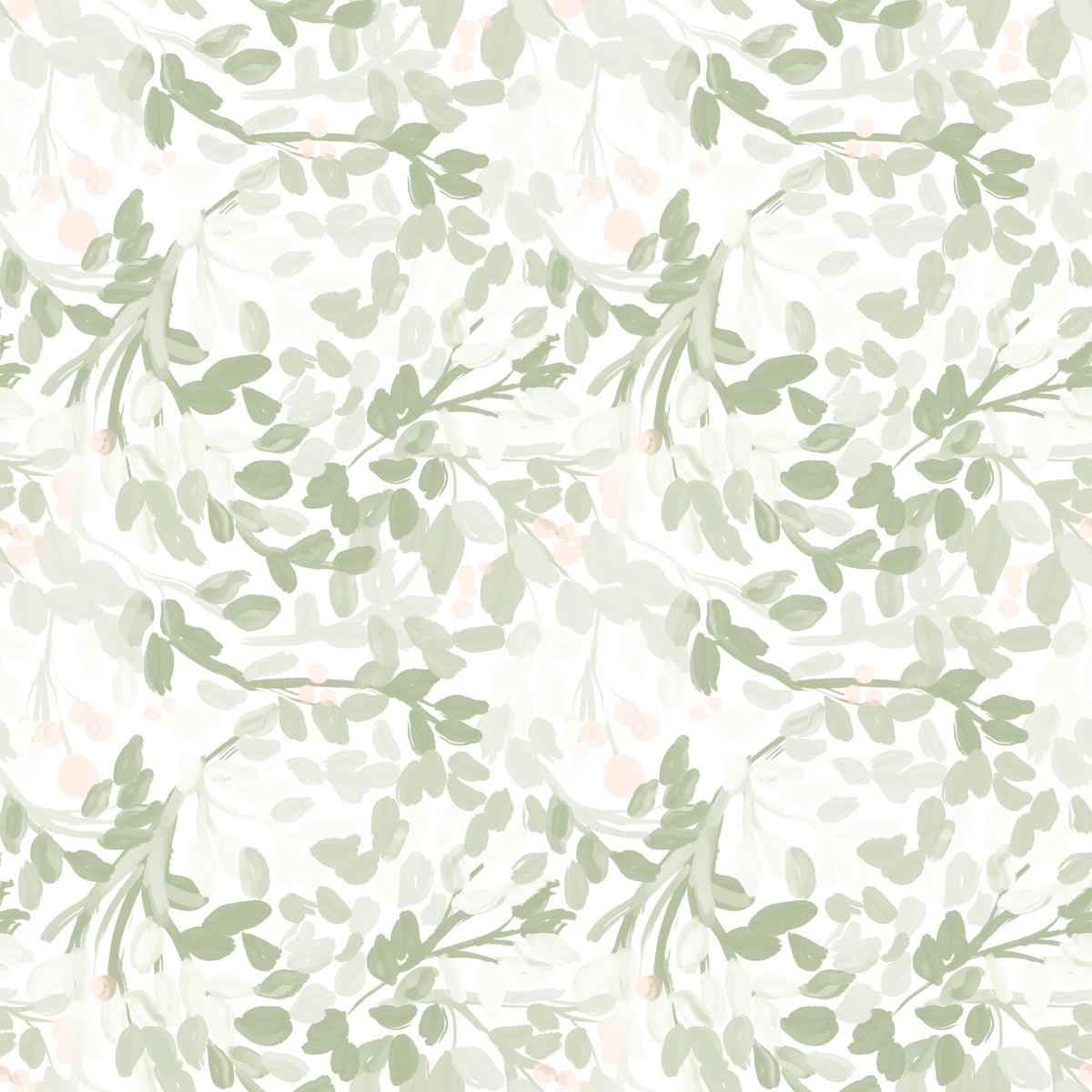 Whispering Sage Leaves & Blush Berries Wallpaper⁠ in your room