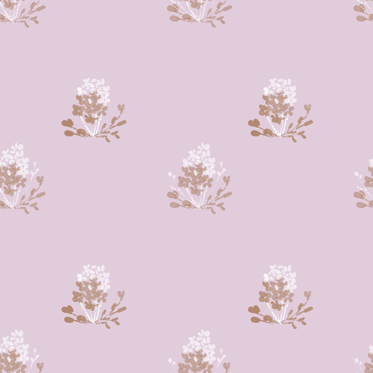 Charming Hand-Painted Lavender Floral Wallpaper in your room