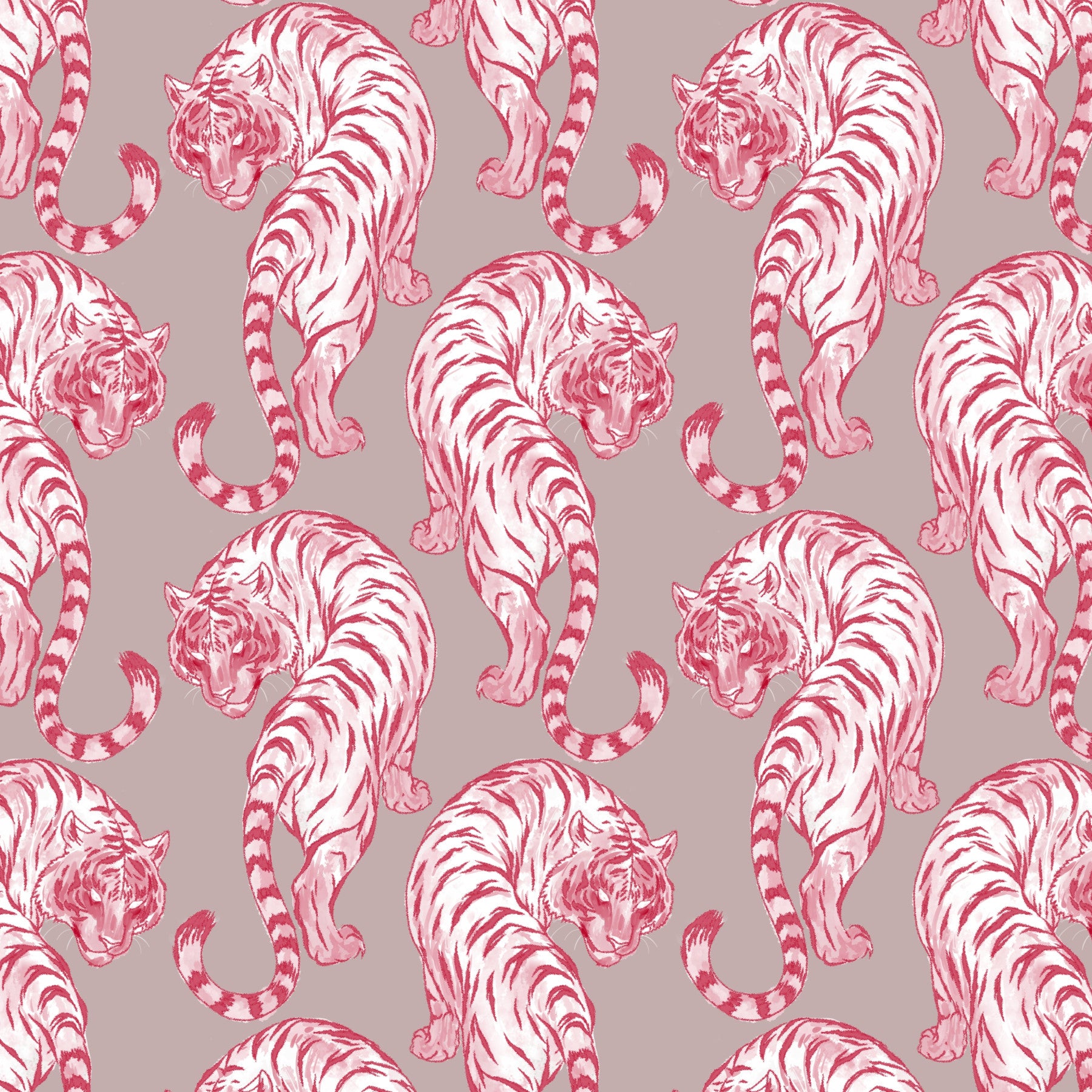 Pink Chinoiserie Tiger Pattern Wallpaper Wallpaper⁠