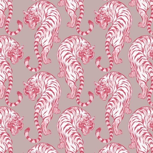 Pink Chinoiserie Tiger Pattern Wallpaper Wallpaper⁠