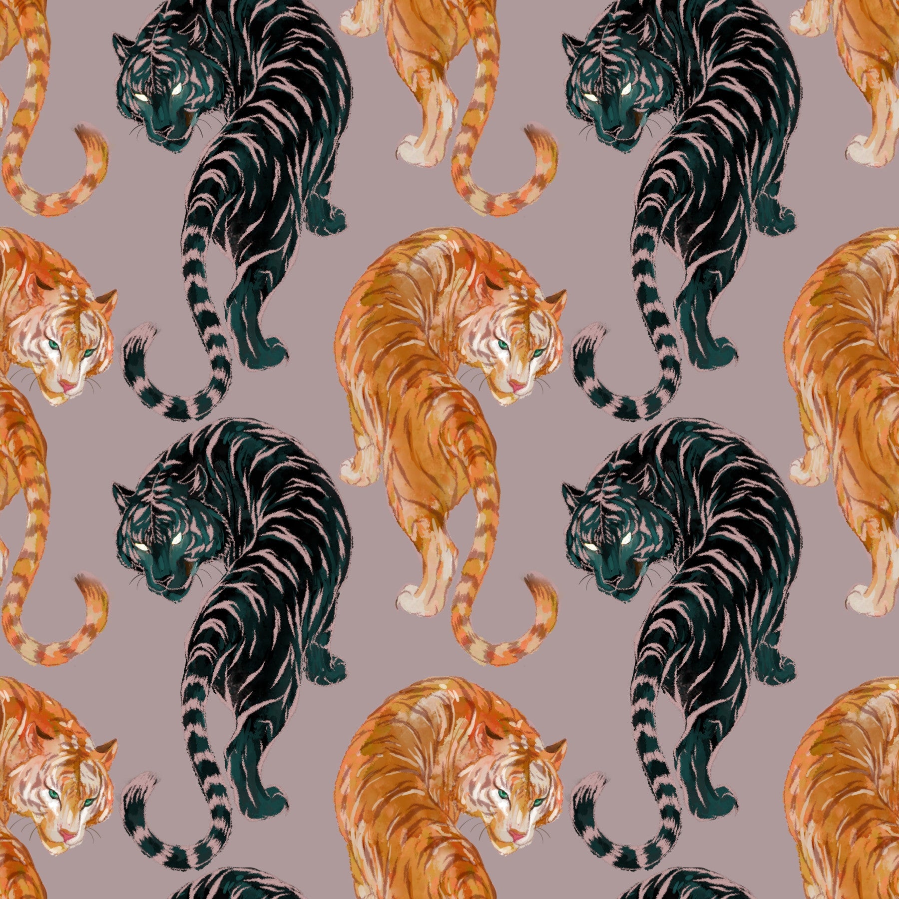 Imperial Tiger Shadow & Gold Wallpaper Wallpaper⁠