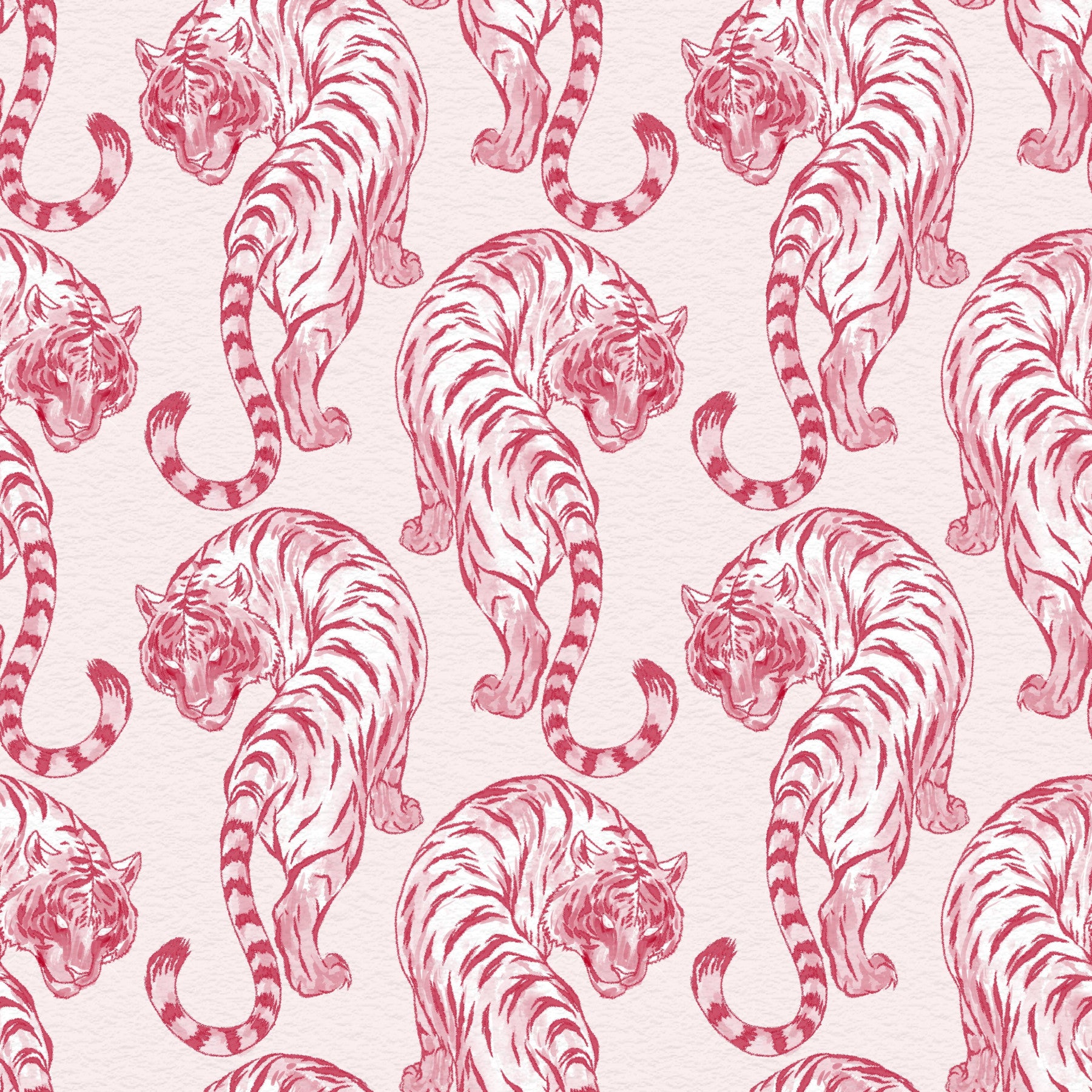 Crimson Tiger Chinoiserie Pattern Wallpaper Wallpaper⁠