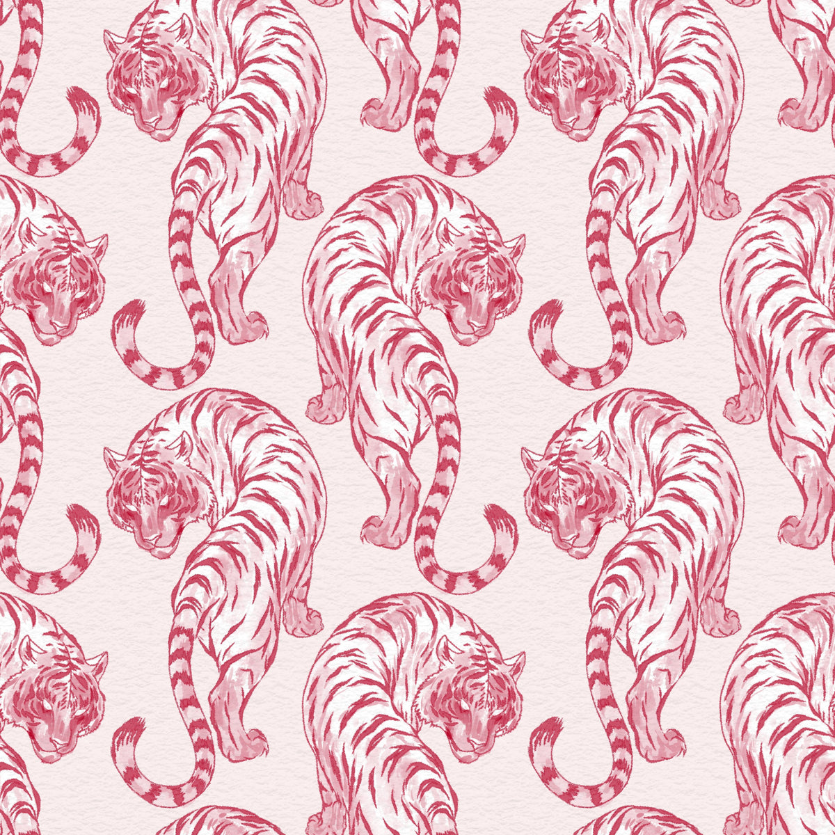 Crimson Tiger Chinoiserie Pattern Wallpaper in your room