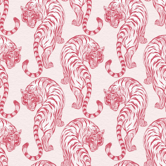 Crimson Tiger Chinoiserie Pattern Wallpaper Wallpaper⁠