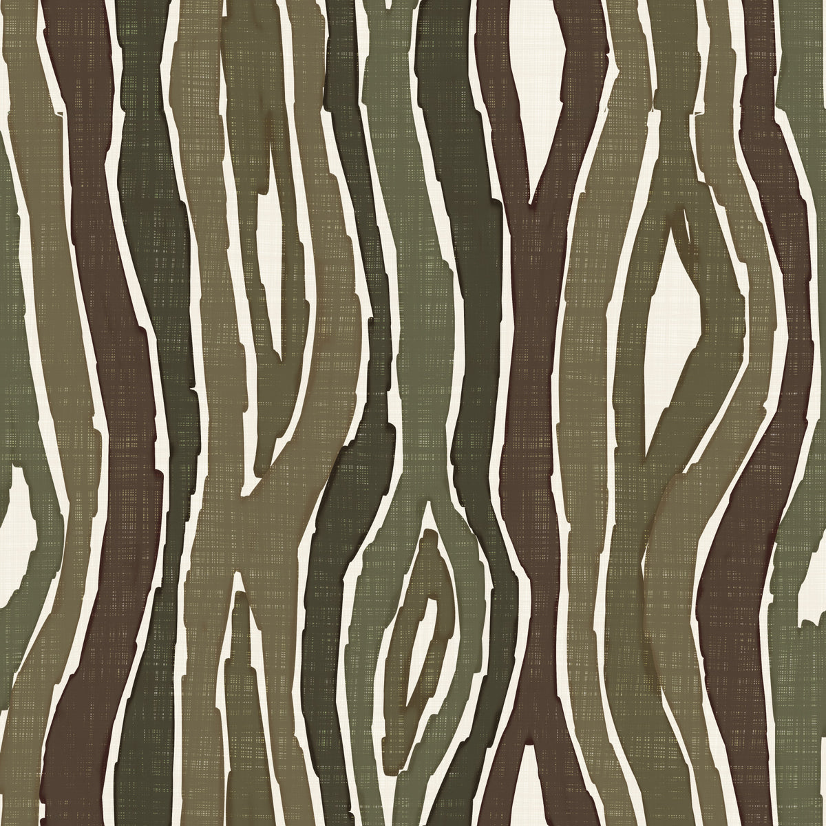 Organic Wavy Woodgrain Vertical Stripes - Earthy Moss Wallpaper⁠ in your room