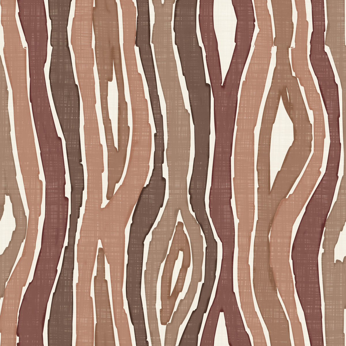 Organic Wavy Woodgrain Vertical Stripes - Earthy Clay Wallpaper⁠ in your room — zoomed