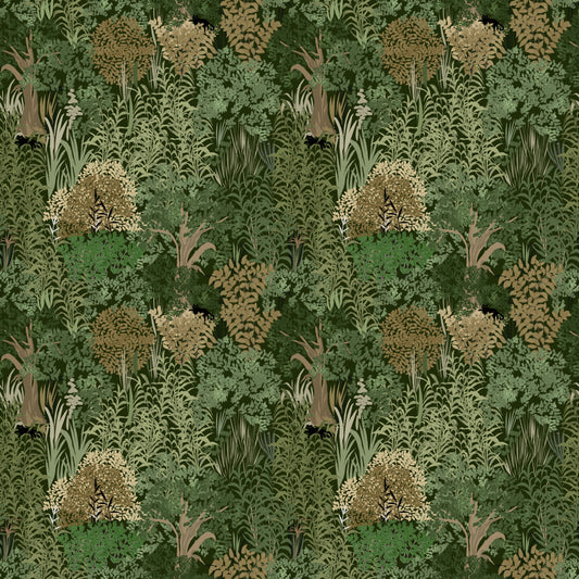 Enchanted Botanical Jungle and Hidden Panthers Wallpaper⁠