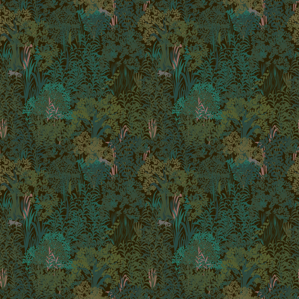 Enchanted Forest Walk: Deep Green Botanical Wallpaper⁠ in your room