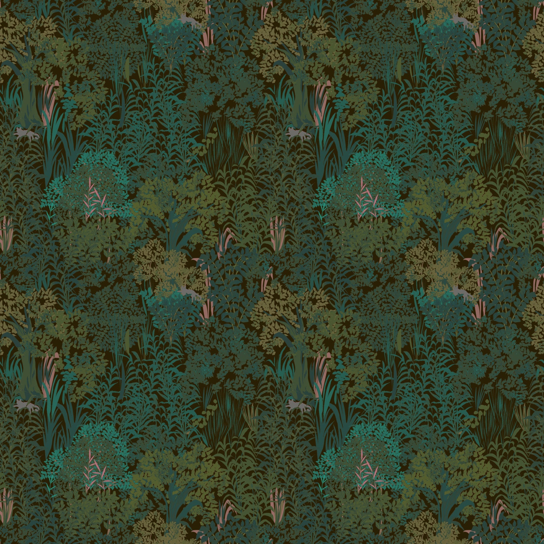 Enchanted Forest Walk: Deep Green Botanical Wallpaper⁠