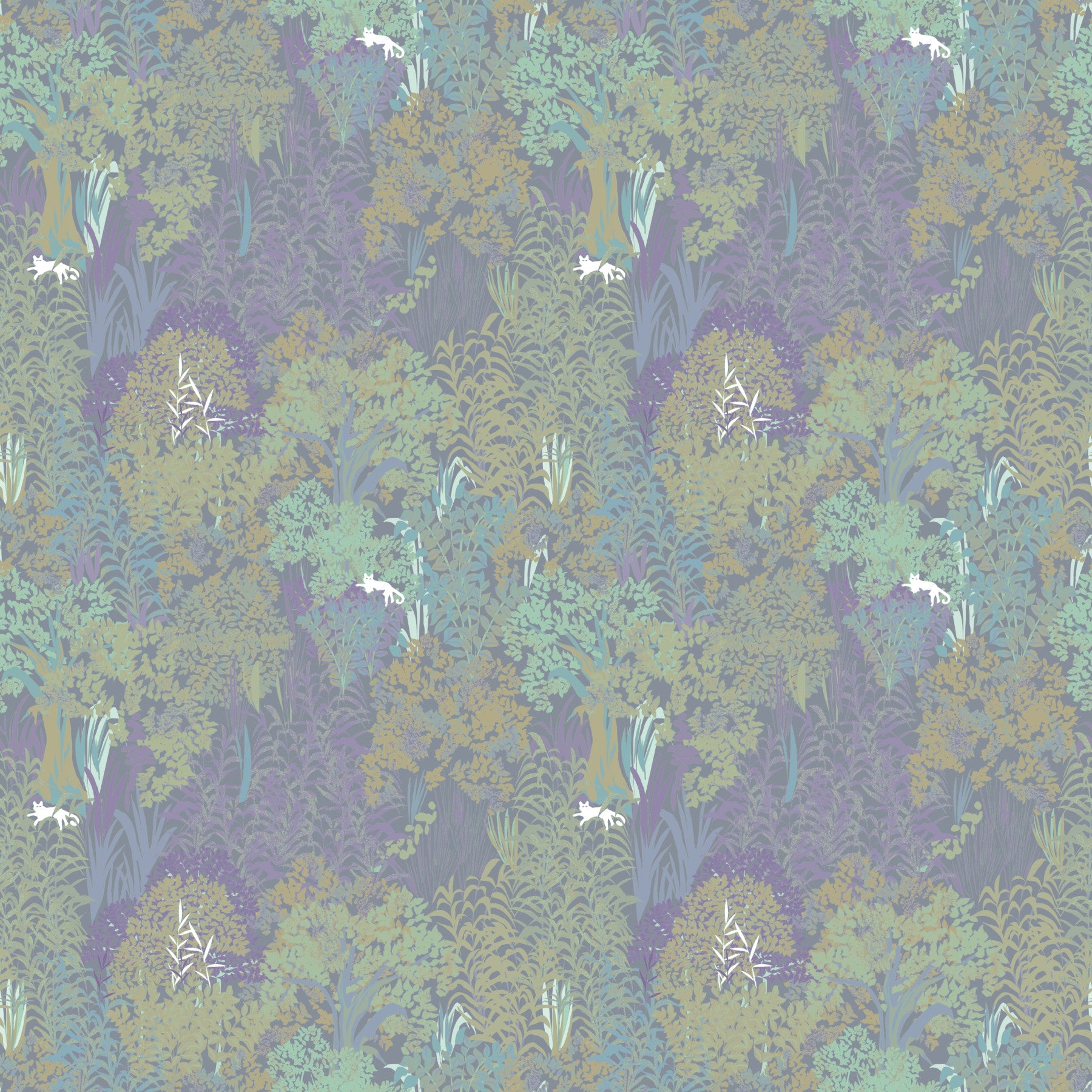 Sage and Lilac Botanical Jungle Tapestry Wallpaper