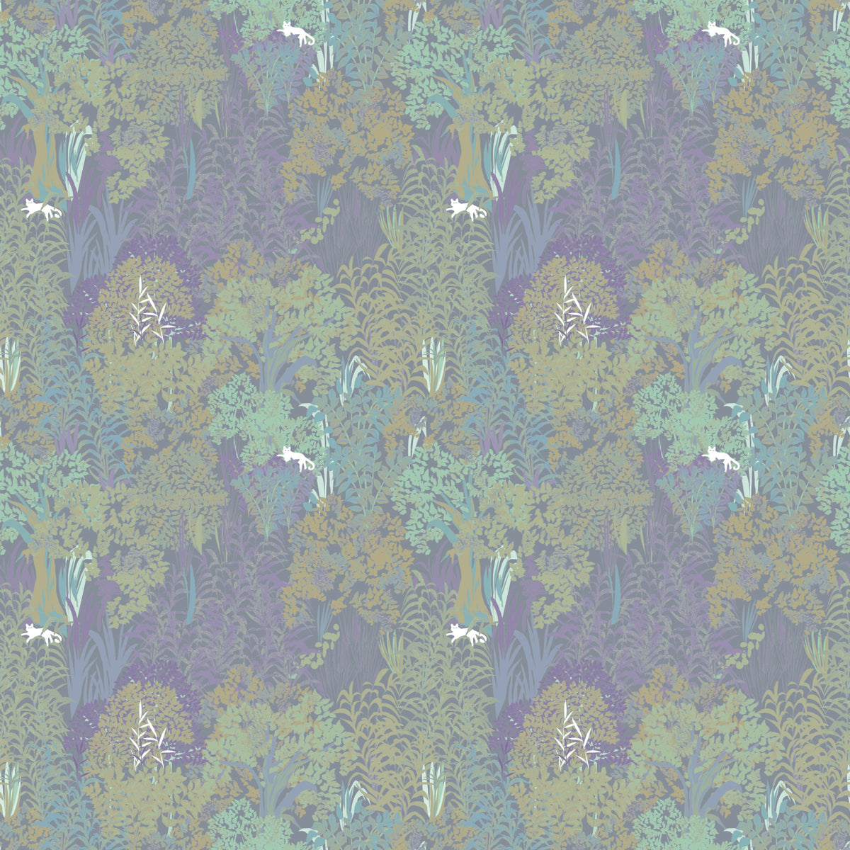 Sage and Lilac Botanical Jungle Tapestry Wallpaper in your room — zoomed