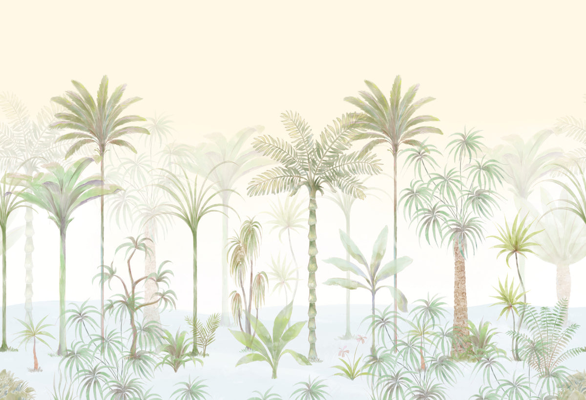 Whispering Palms Watercolor Jungle Wall Mural in your room