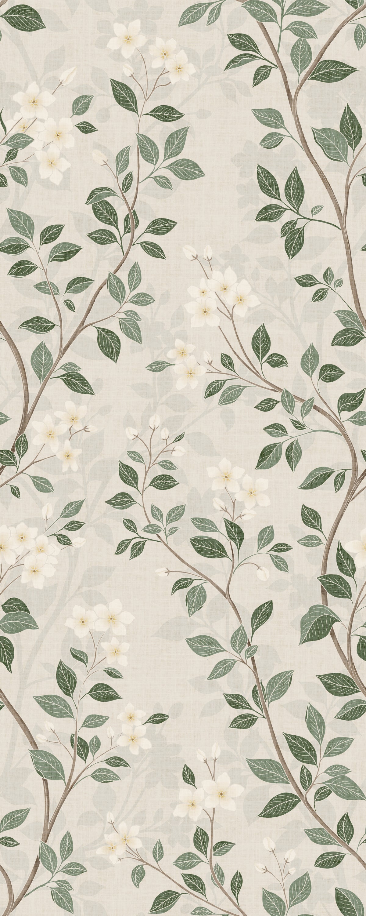 Serene Jasmine Branches Botanical Wallpaper⁠ in your room