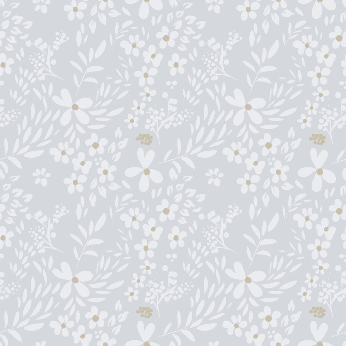 Dainty Meadow Blossom Wallpaper in Soft Slate Grey Wallpaper⁠ in your room — zoomed
