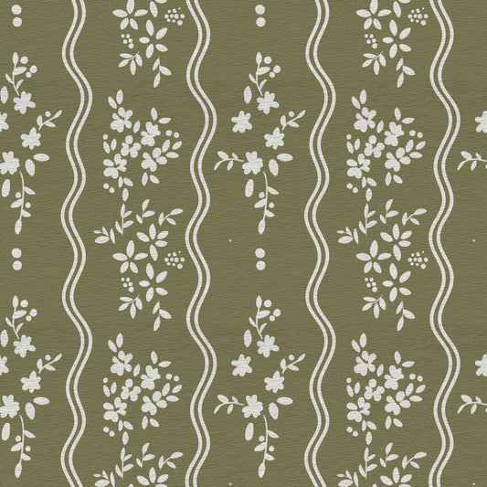 Olive Meadow Wavy Stripe Wallpaper Wallpaper⁠