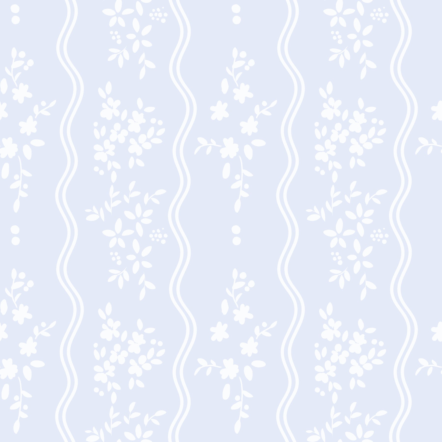 Whispering Meadow Pastel Blue Floral Stripe Wallpaper⁠