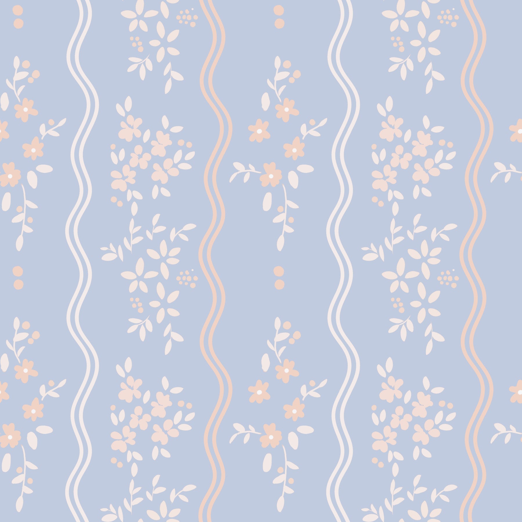 Wavy Stripe and Dainty Wildflower Wallpaper Wallpaper⁠