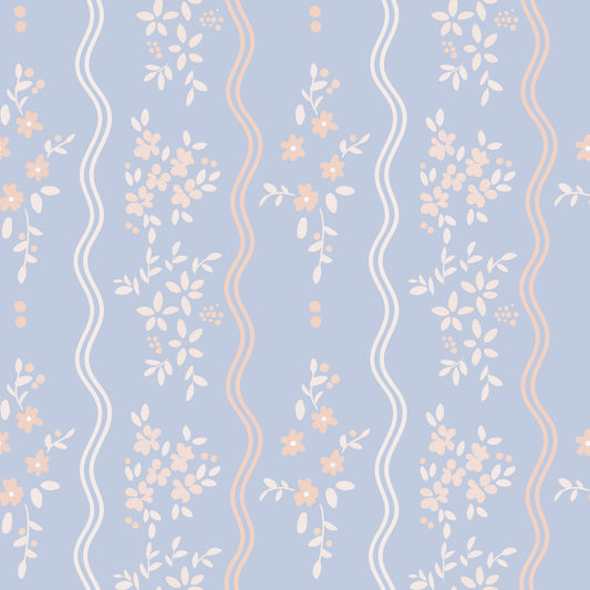 Wavy Stripe and Dainty Wildflower Wallpaper Wallpaper⁠