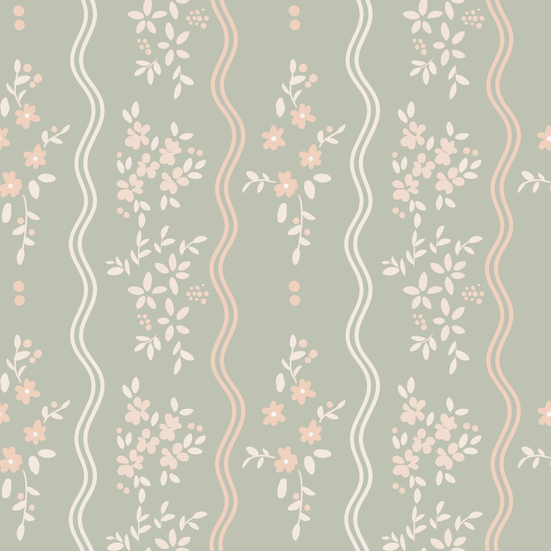 Sweet Sage and Blush Cottage Stripe Wallpaper Wallpaper⁠
