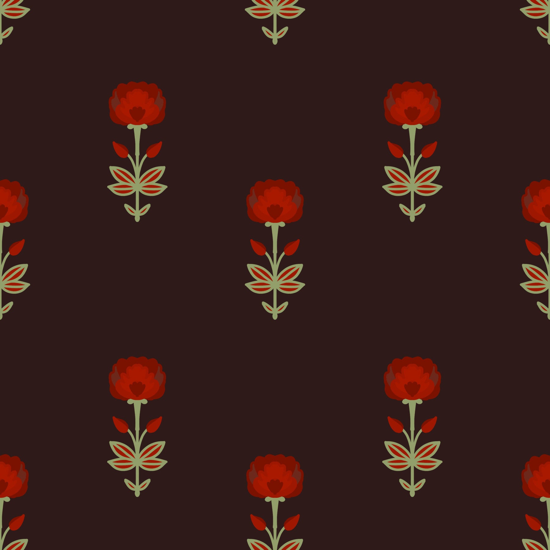 Crimson Mughal Blooms Wallpaper⁠