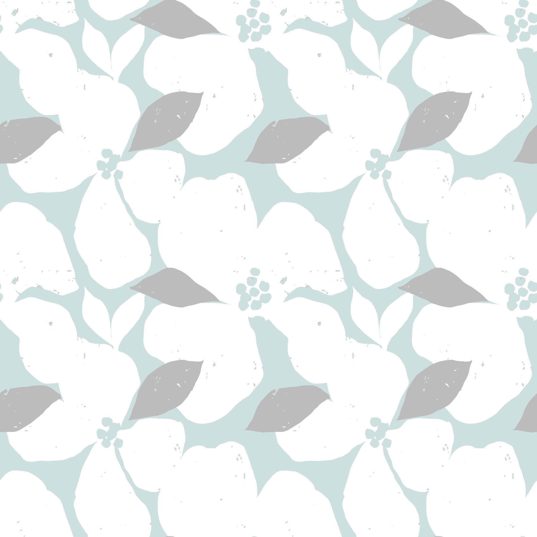 Pale Blue Pastel Bloom Floral Wallpaper⁠