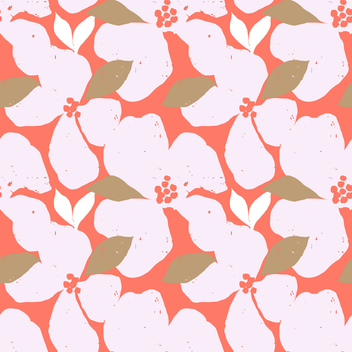Retro Coral Abstract Floral Wallpaper⁠ in your room — zoomed