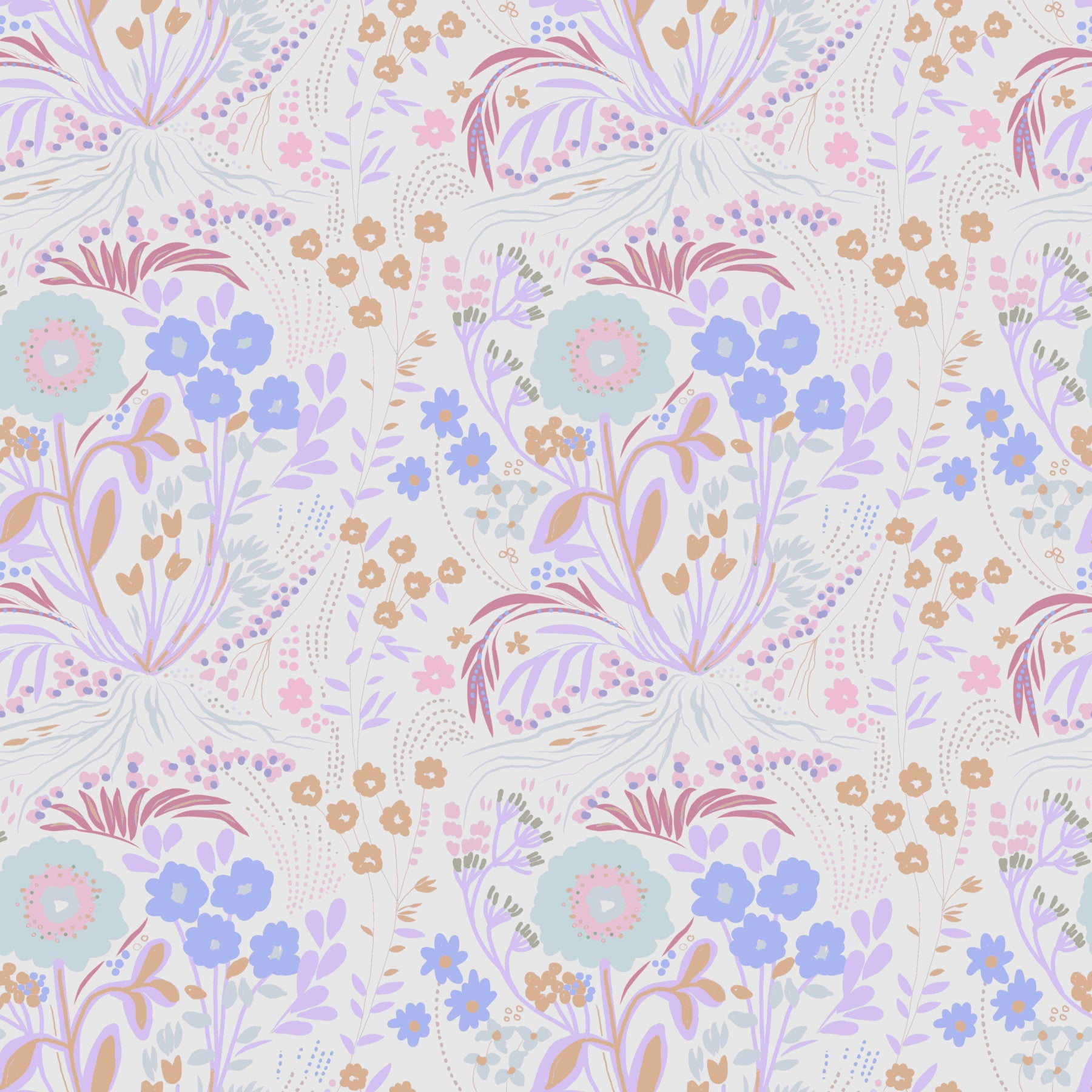 Whimsical Pastel Meadow Floral Wallpaper Wallpaper⁠