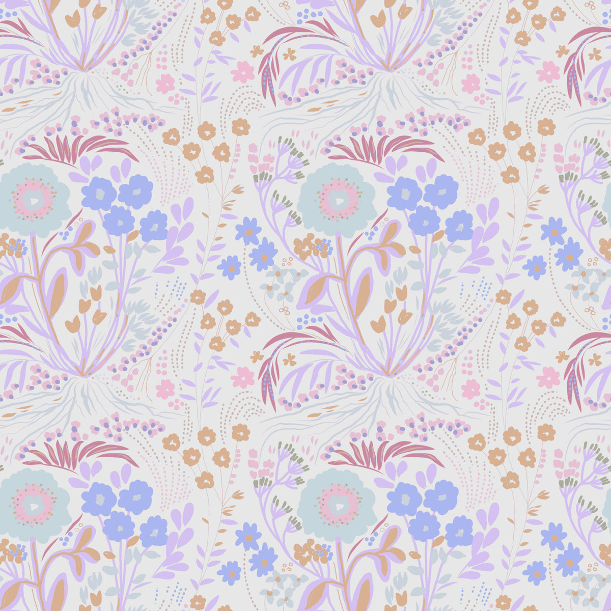 Whimsical Pastel Meadow Floral Wallpaper⁠ in your room