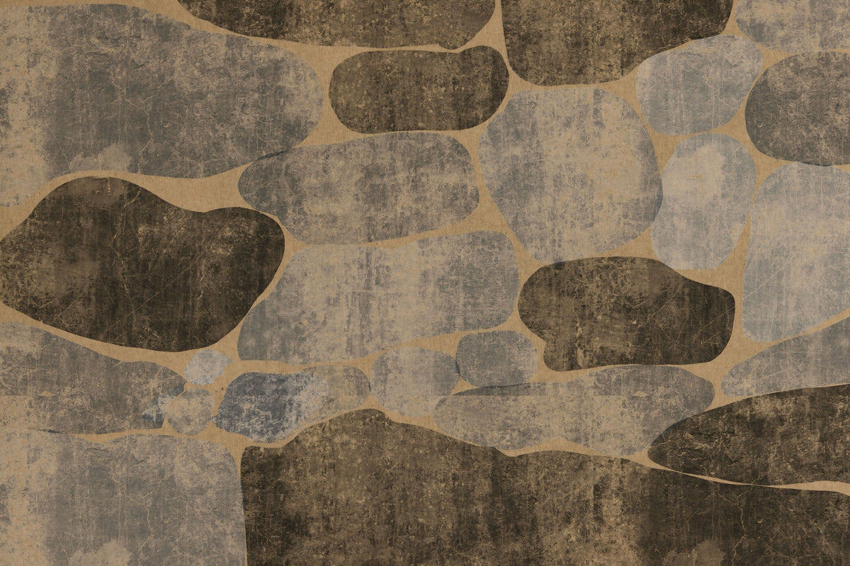 Rustic Earth Cobblestone Stone Wall Mural