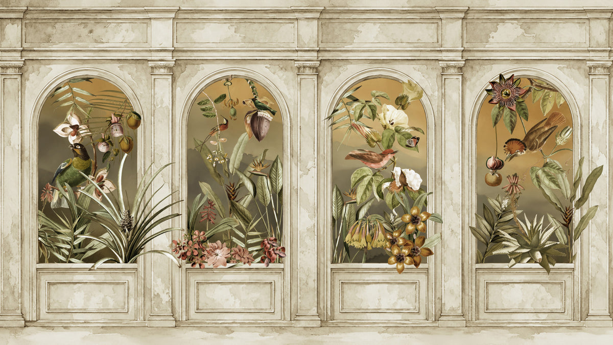 Classical Colonnade and Exotic Botanical Garden Wall Mural in your room