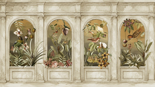 Classical Colonnade and Exotic Botanical Garden Wall Mural