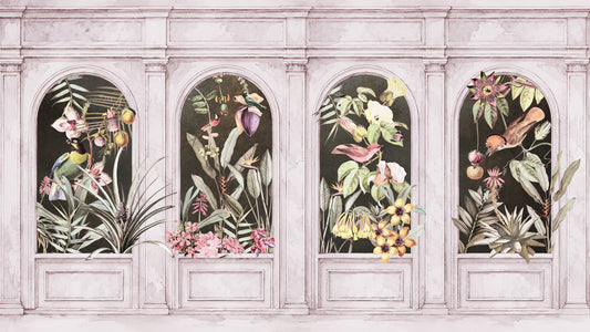 Vintage Architectural Botanical Arches Wall Mural