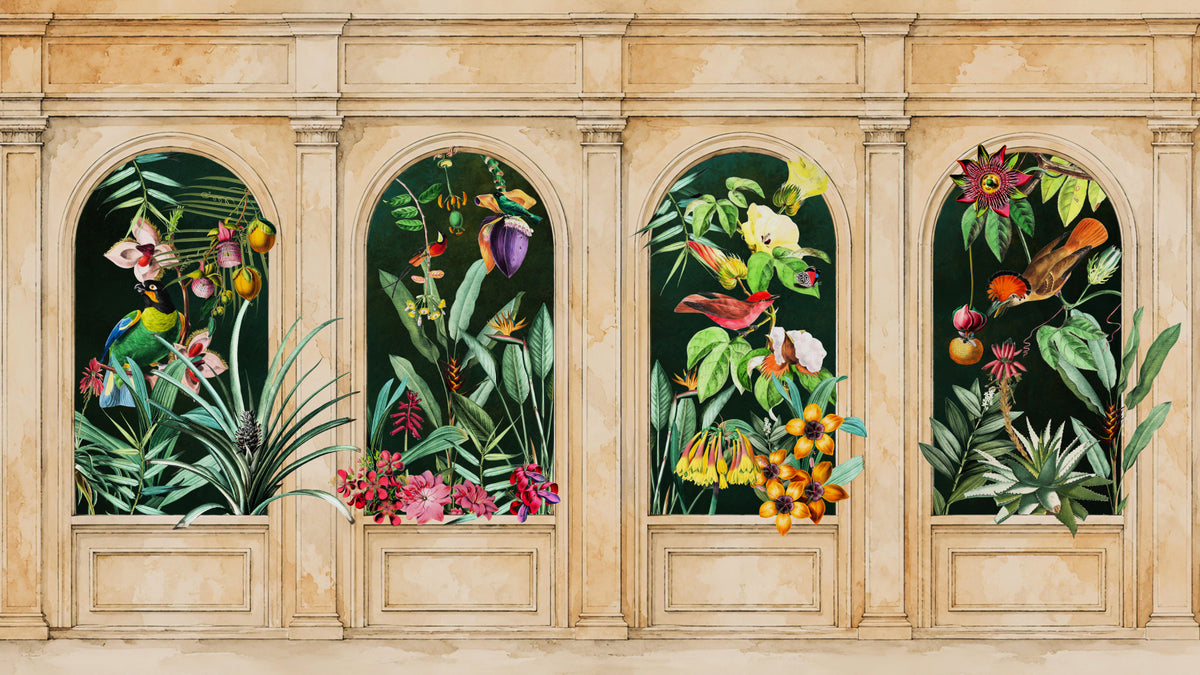 Classical Archways Exotic Botanical Wall Mural in your room
