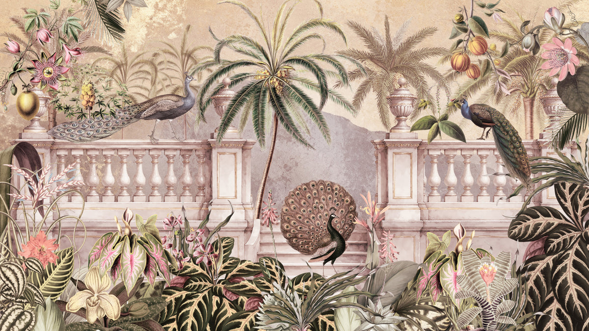Royal Peacock Garden Wall Mural in your room
